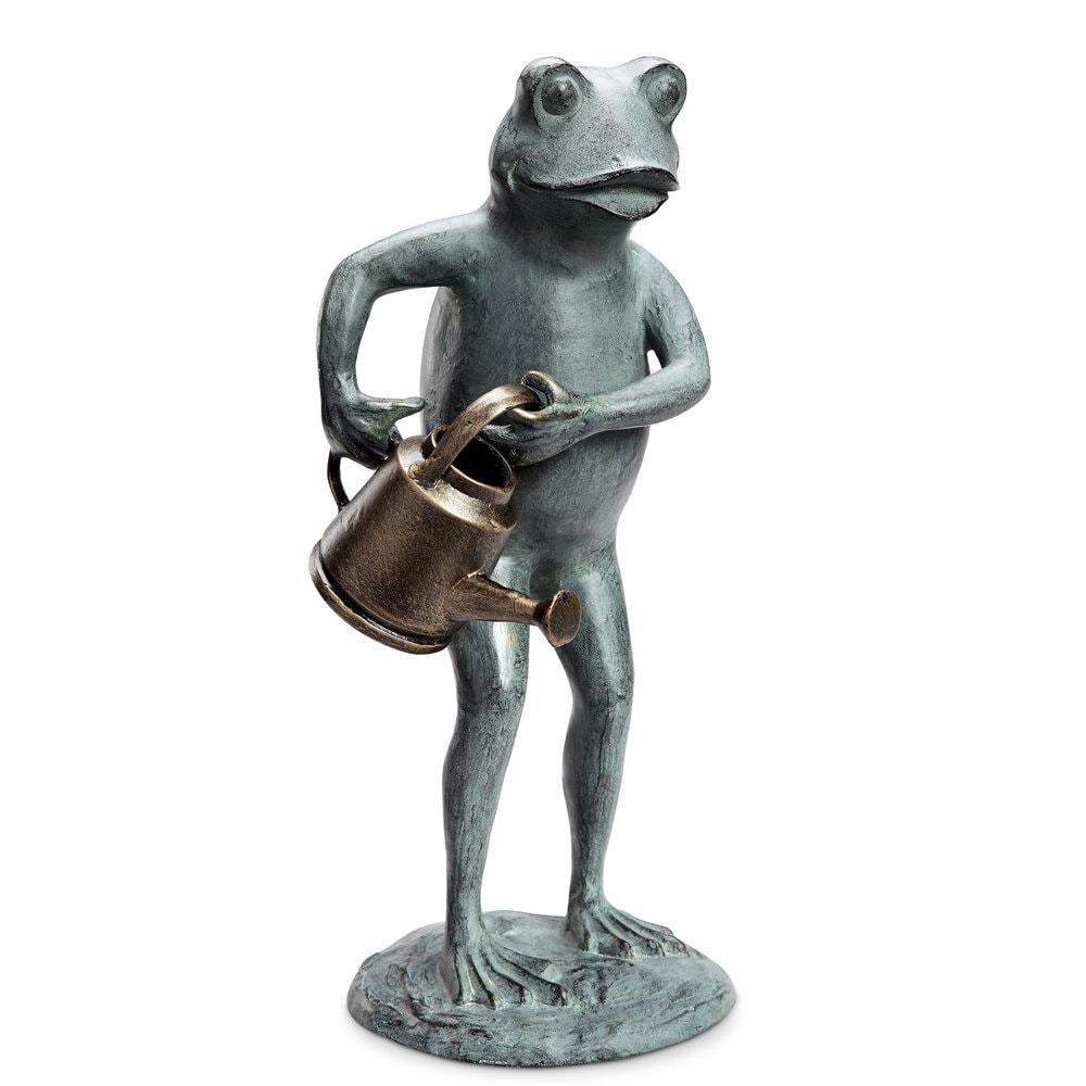 frog watering can garden ornament