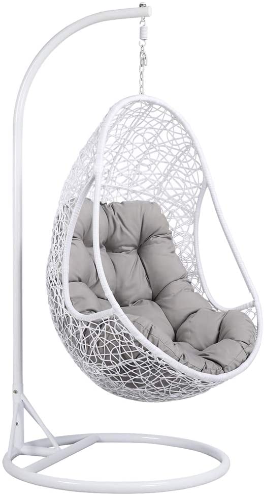 white hanging egg chair
