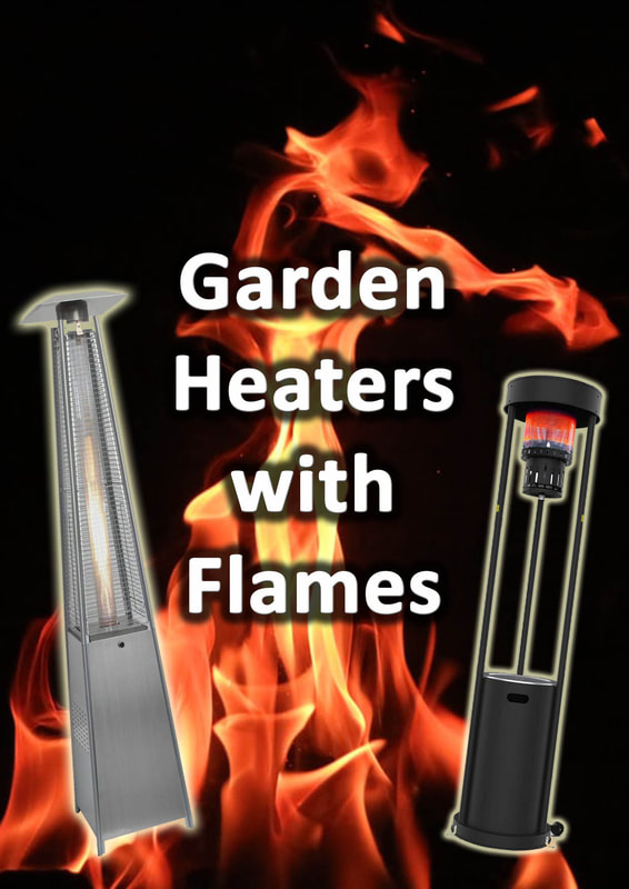 Garden heaters with flames