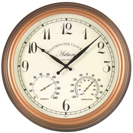 Astbury garden wall clock with built in thermometer