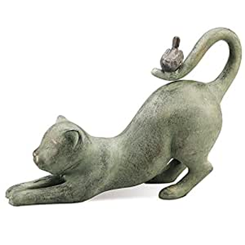 pouncing cat garden ornament