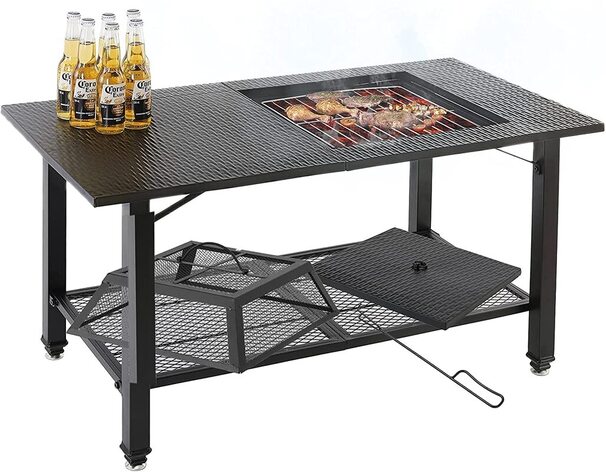 Multifunctional BBQ table with fire pit