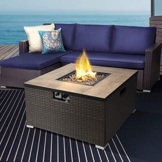 Peaktop square Ceramic outdoor table with fire pit