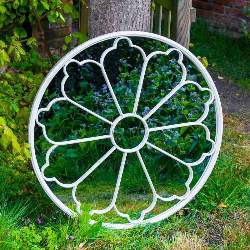 Circular garden mirror